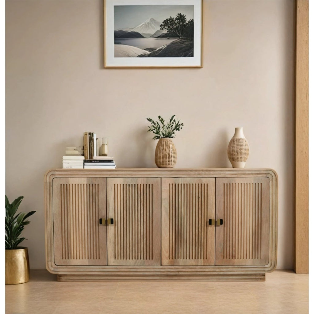Preston Mango Wood 4 Doors Large Sideboard - Joe’s Haven