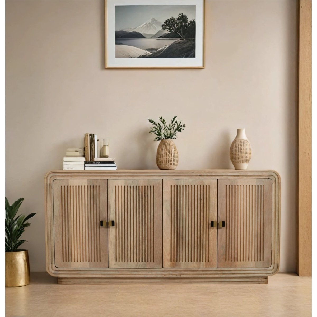 Preston Mango Wood 4 Doors Large Sideboard - Joe’s Haven