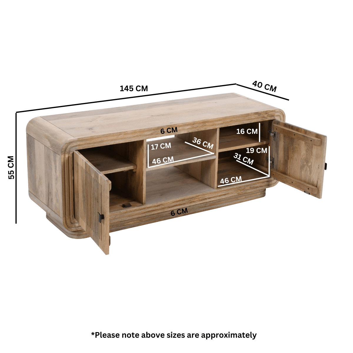 Preston Mango Wood 2 Doors TV Cabinet - Joe’s Haven