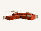 Ranjan Three Seater Corner Sofa, Red Velvet - Joe’s Haven