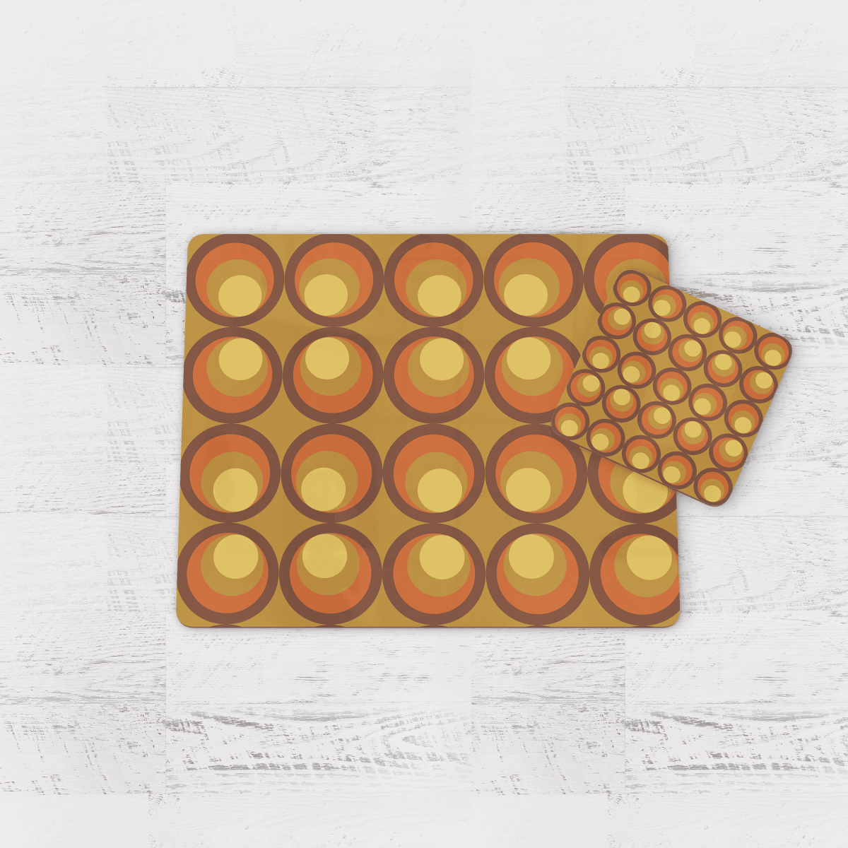 Brown and Orange Retro Geometric Placemats, Set of 4 or Set of 6 - Joe’s Haven