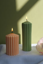 Ribbed Pillar Candle Duo - Joe’s Haven