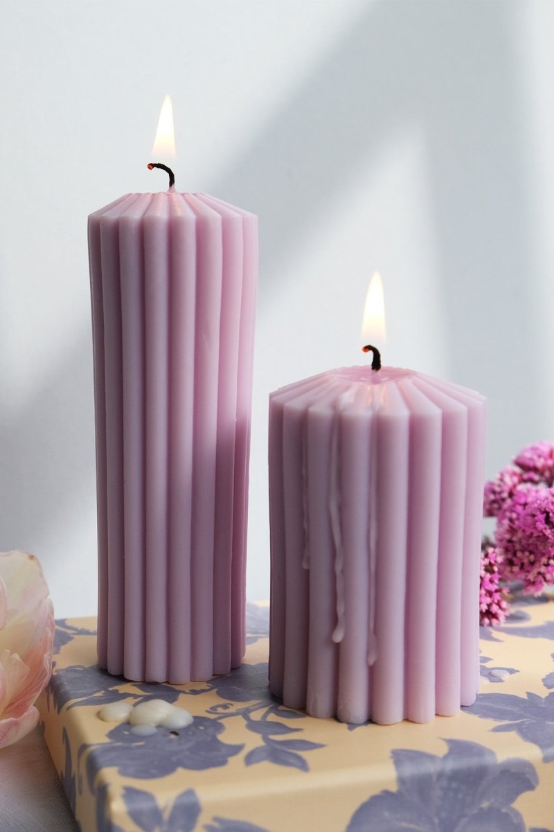 Ribbed Pillar Candle Duo - Joe’s Haven
