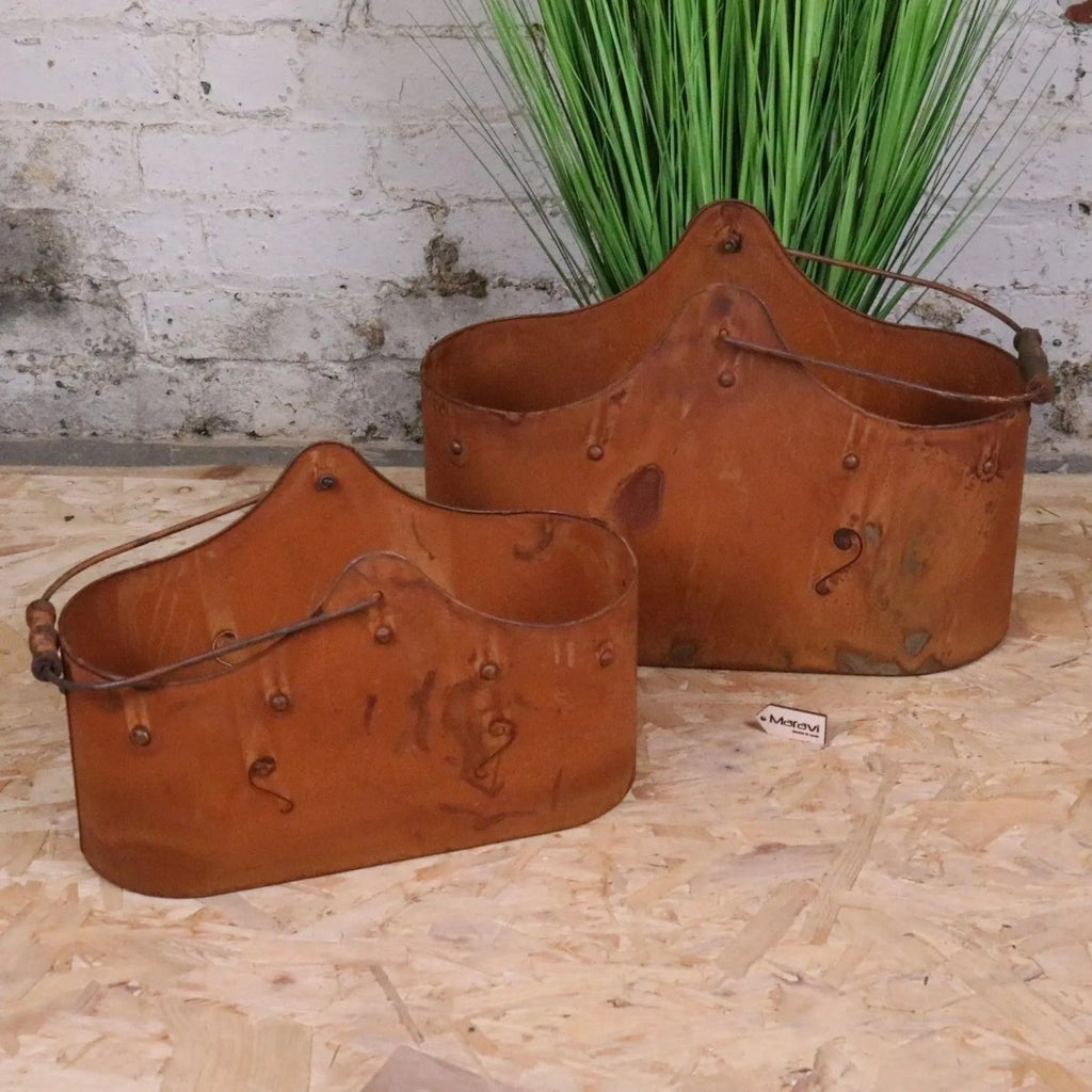 Rohira Basket Style Rusty Planters Set of 2 - Joe’s Haven