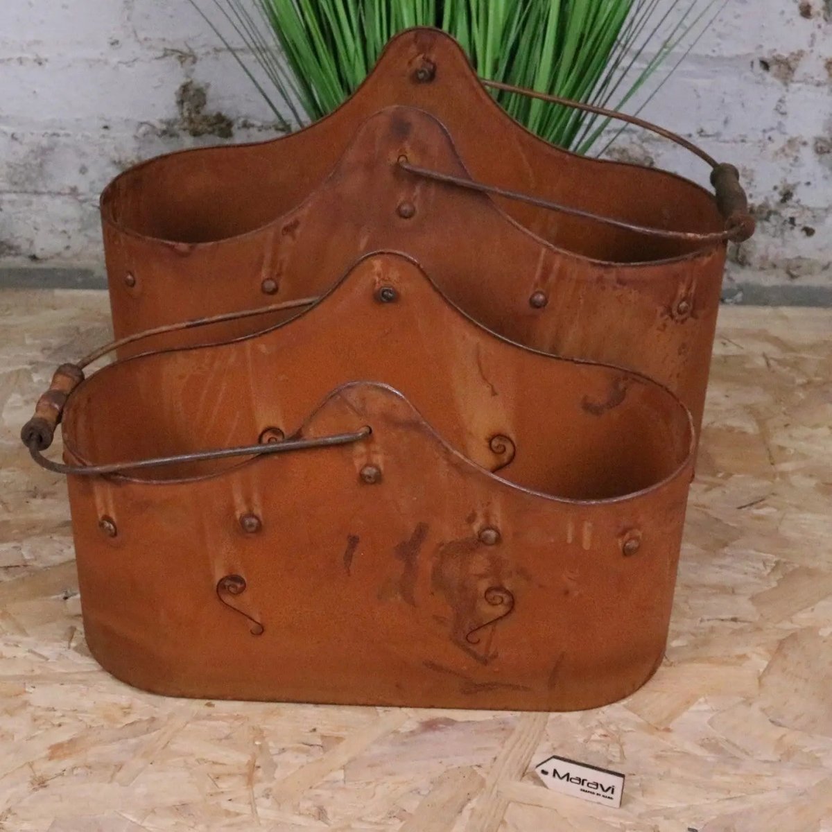 Rohira Basket Style Rusty Planters Set of 2 - Joe’s Haven