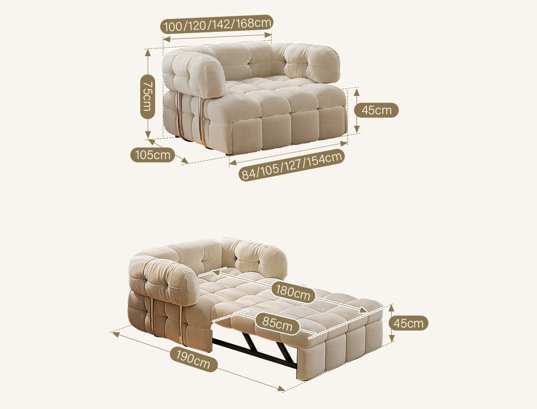 Rojas Single Sofa Bed, Armchair Sofa Bed, Cream - Joe’s Haven