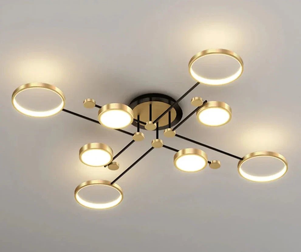 Chemistry Flush Mount Chandelier Gold LED 130cm Low Ceiling Light - Joe’s Haven