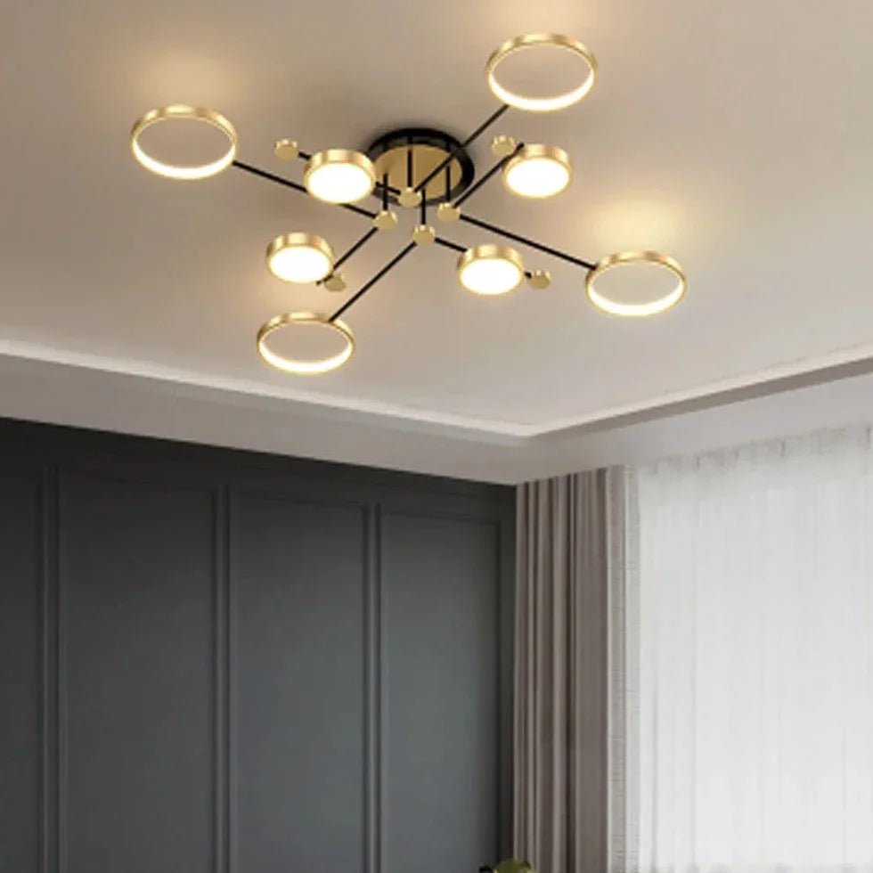 Chemistry Flush Mount Chandelier Gold LED 130cm Low Ceiling Light - Joe’s Haven