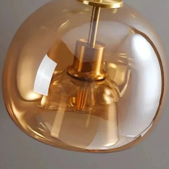 Dome Semi-Flush Glass Ceiling Light E27 Black Gold Bedroom Bathroom - Joe’s Haven