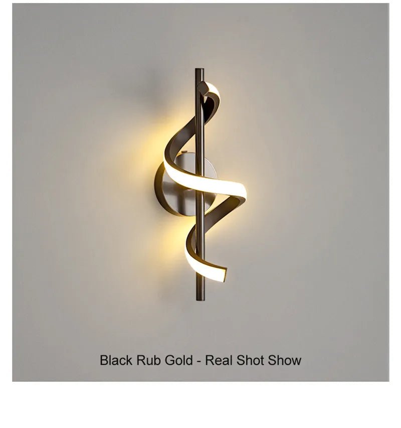 Twisted LED Wall Light - Black & Gold Options for Living Room - Joe’s Haven