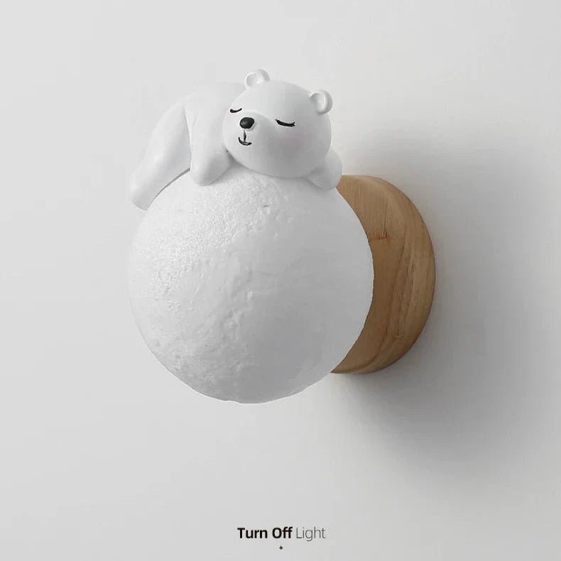 Bear Wall Light LED Kids Nursery Moon Night Light Bedroom Decor - Joe’s Haven