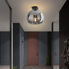 Dome Semi-Flush Glass Ceiling Light E27 Black Gold Bedroom Bathroom - Joe’s Haven