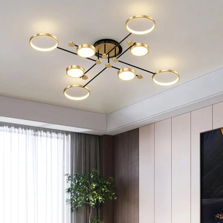 Chemistry Flush Mount Chandelier Gold LED 130cm Low Ceiling Light - Joe’s Haven