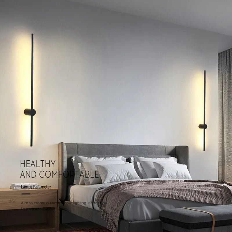 Black LED Wall Light - Warm Modern Bedroom Lounge Lamp Easy Install - Joe’s Haven
