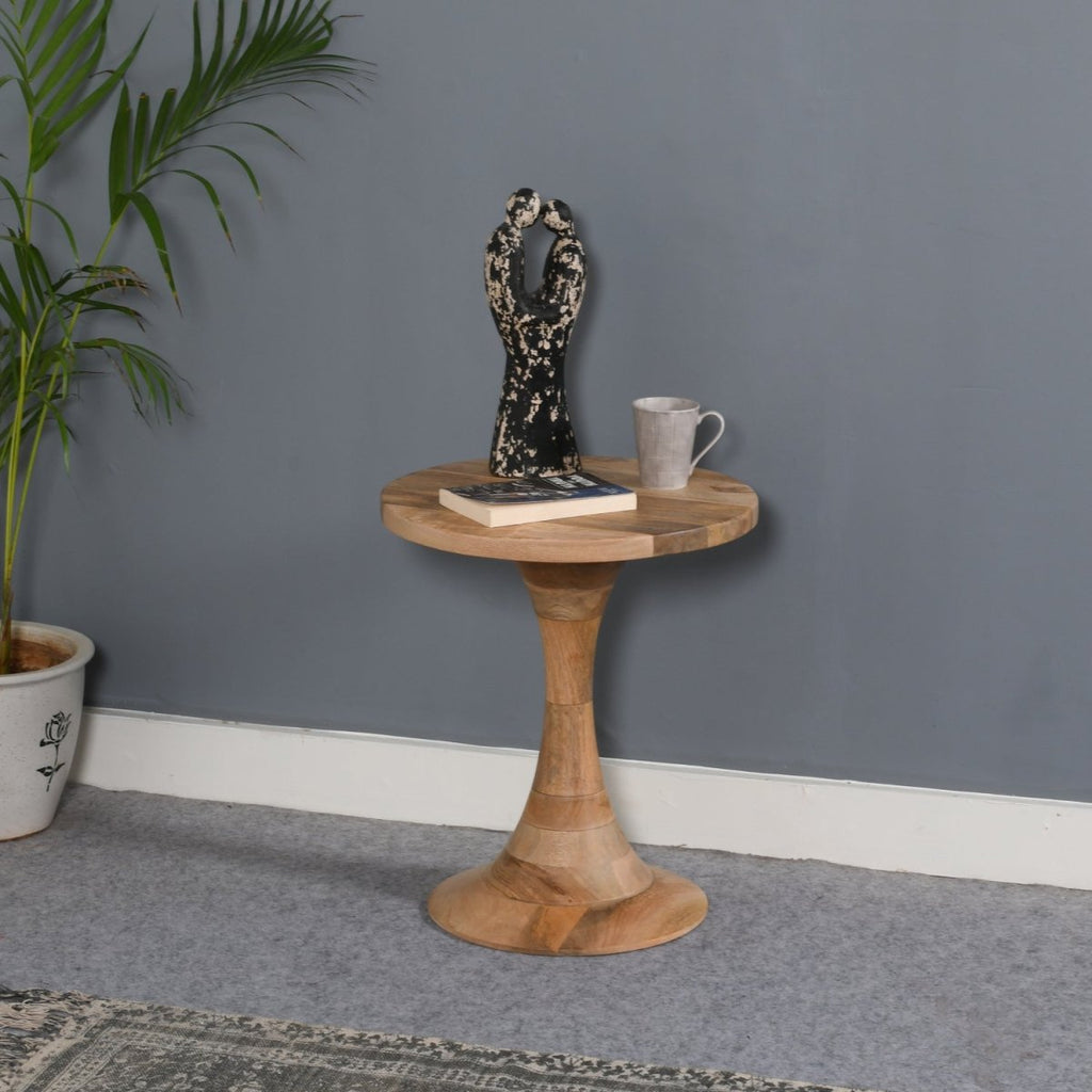 Merlin Mango Wood Round Side Table - Joe’s Haven