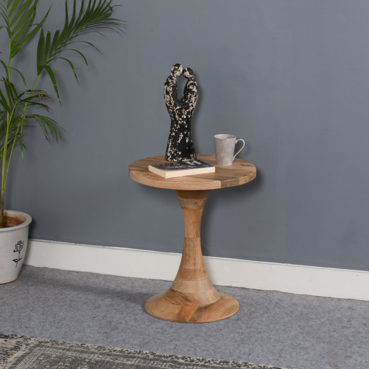 Merlin Mango Wood Round Side Table - Joe’s Haven