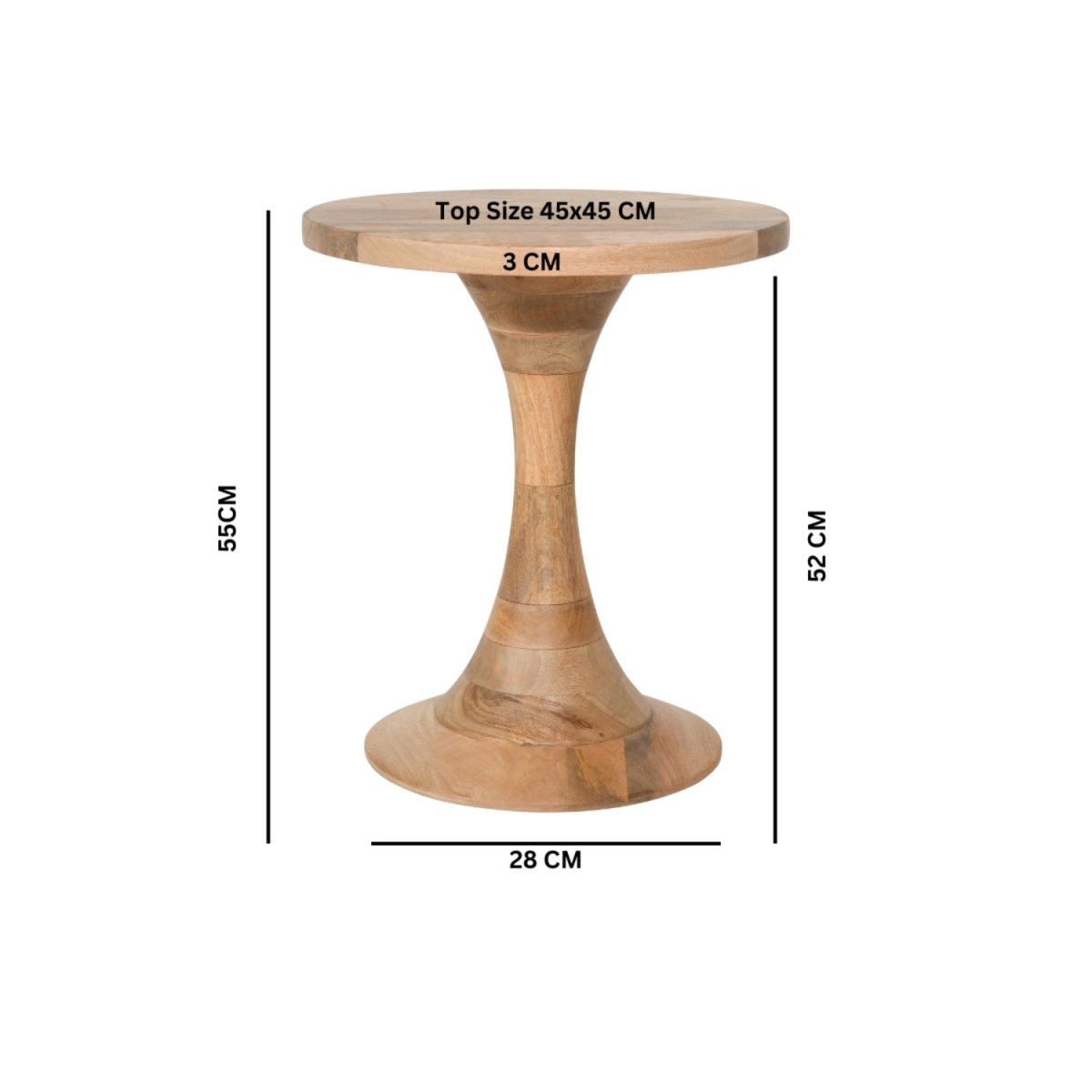 Merlin Mango Wood Round Side Table - Joe’s Haven