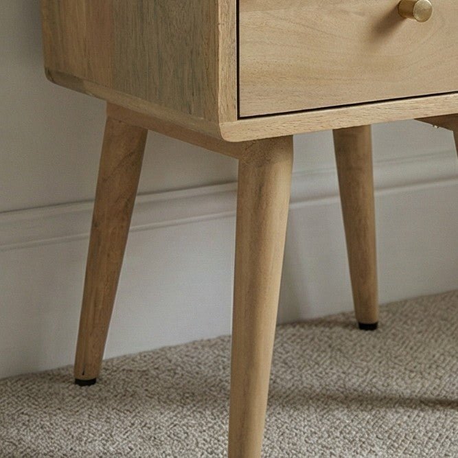 Minimalist Mango Wood Logan Narrow Bedside Table - Joe’s Haven
