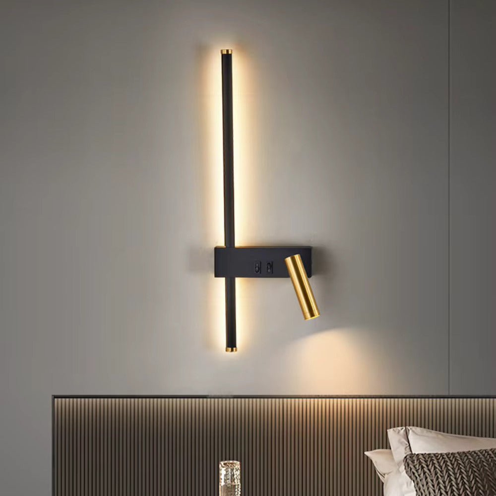 Bold Gold Black LED Wall Lamp Dual Switch Reading Light Bedside - Joe’s Haven