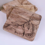 Saitras Mango Wood Coasters Engraved Citrus Design - Joe’s Haven