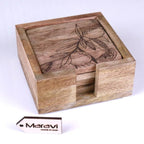 Saitras Mango Wood Coasters Engraved Citrus Design - Joe’s Haven