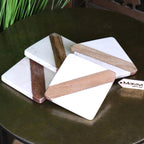 Salya White Marble and Wood Luxury Coasters - Joe’s Haven