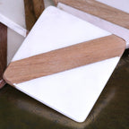 Salya White Marble and Wood Luxury Coasters - Joe’s Haven