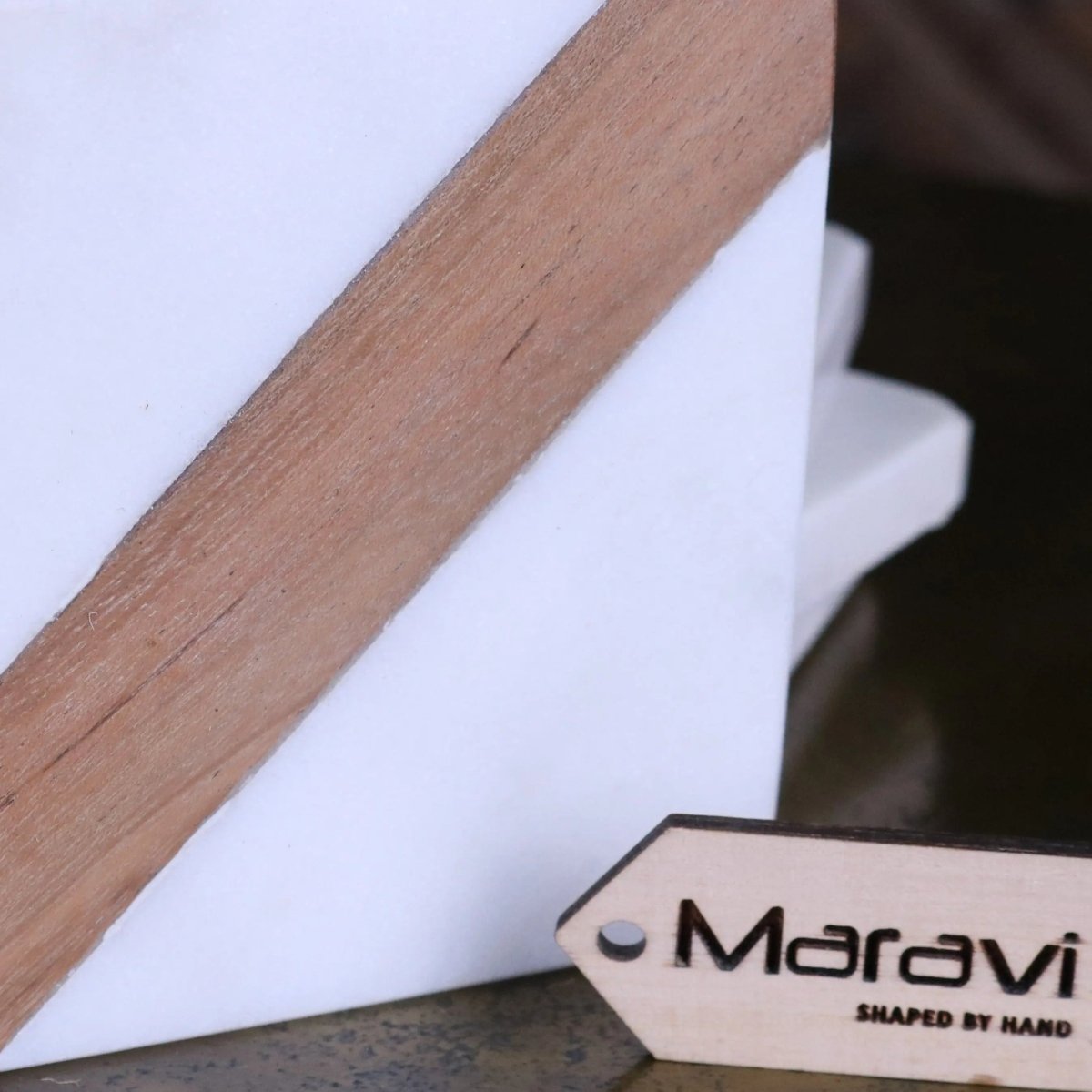 Salya White Marble and Wood Luxury Coasters - Joe’s Haven
