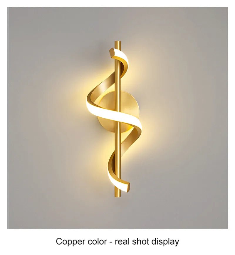 Twisted LED Wall Light - Black & Gold Options for Living Room - Joe’s Haven