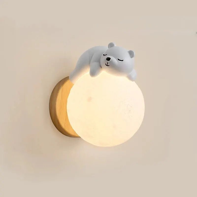 Bear Wall Light LED Kids Nursery Moon Night Light Bedroom Decor - Joe’s Haven