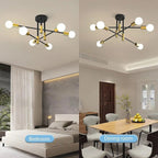 Criss Cross Ceiling Light 6 Bulb E27 Black Semi Flush Modern - Joe’s Haven