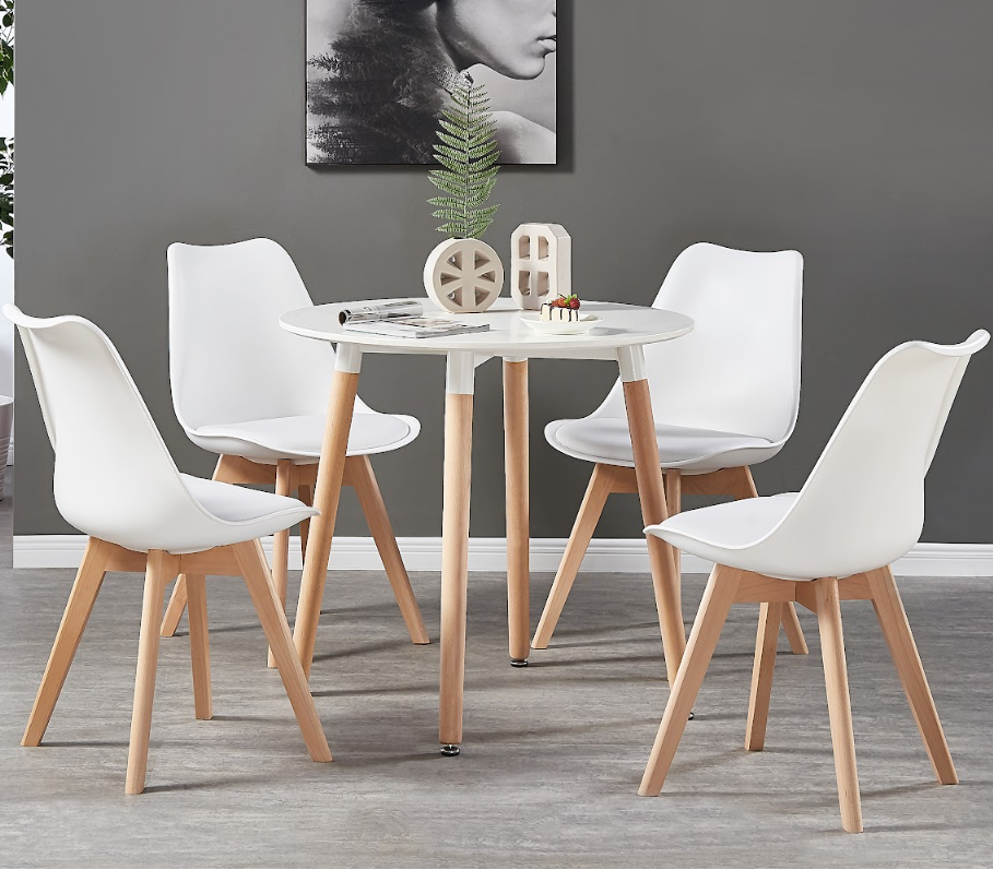 Jamie Halo Round Dining Table Set with 4 Chairs