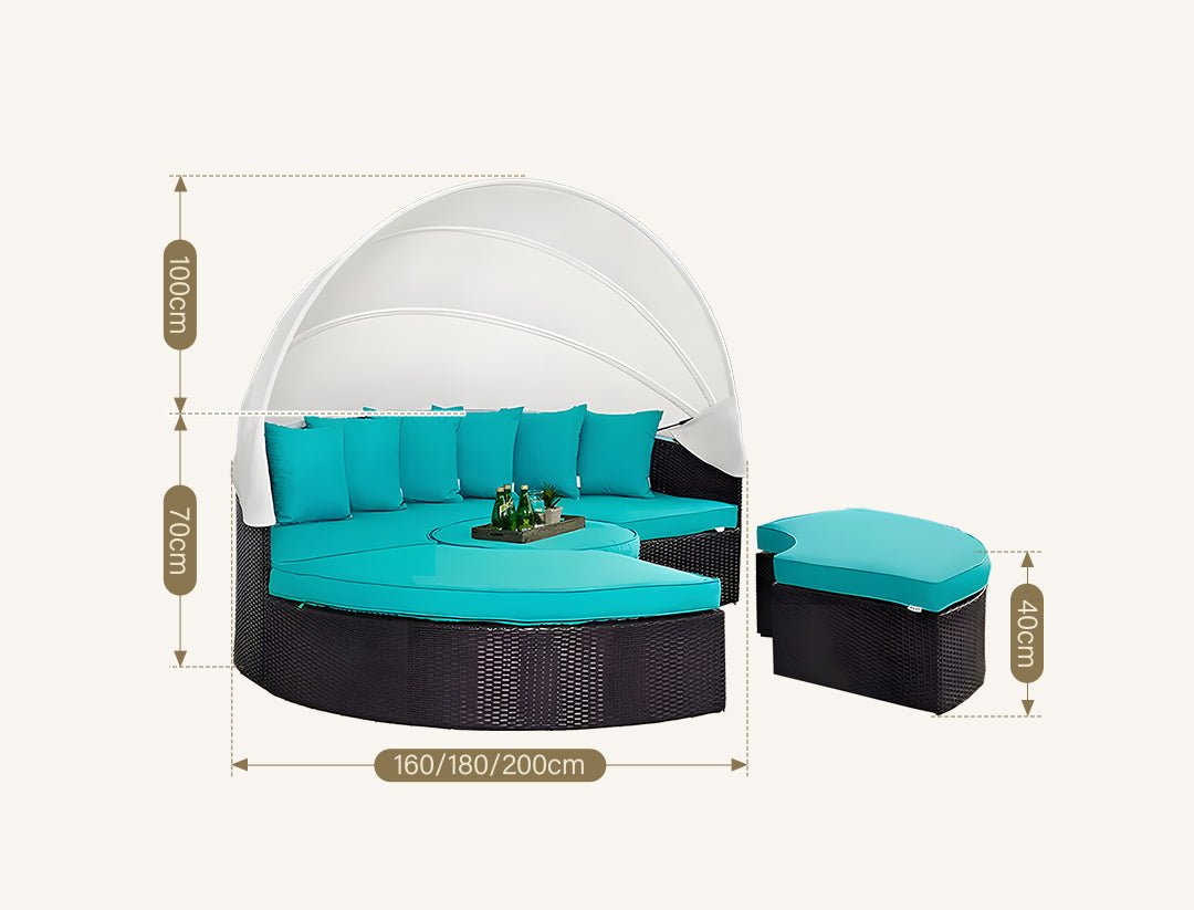 Shelly Patio Outdoor Sectional Sofa Set With Rattan Daybed Sunbed - Joe’s Haven