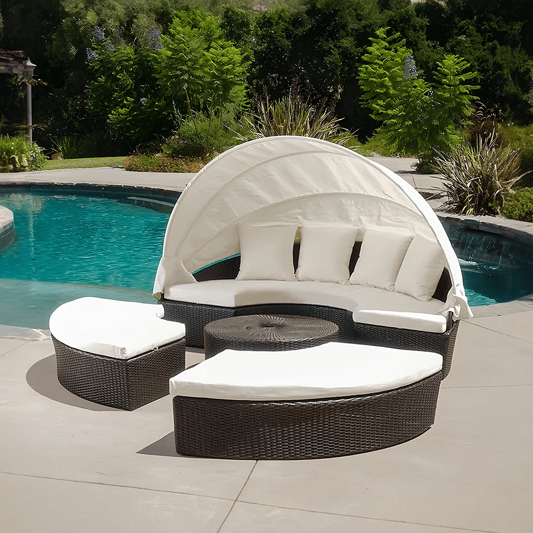 Shelly Patio Outdoor Sectional Sofa Set With Rattan Daybed Sunbed - Joe’s Haven