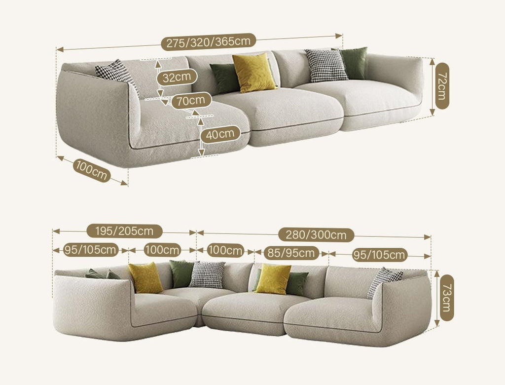 TOFU Agnes Three Seater Corner Sofa, Suede, Modular Sofa - Joe’s Haven