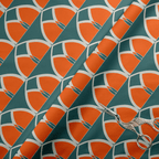 Teal and Orange Retro Geometric Cotton Drill Fabric - Joe’s Haven