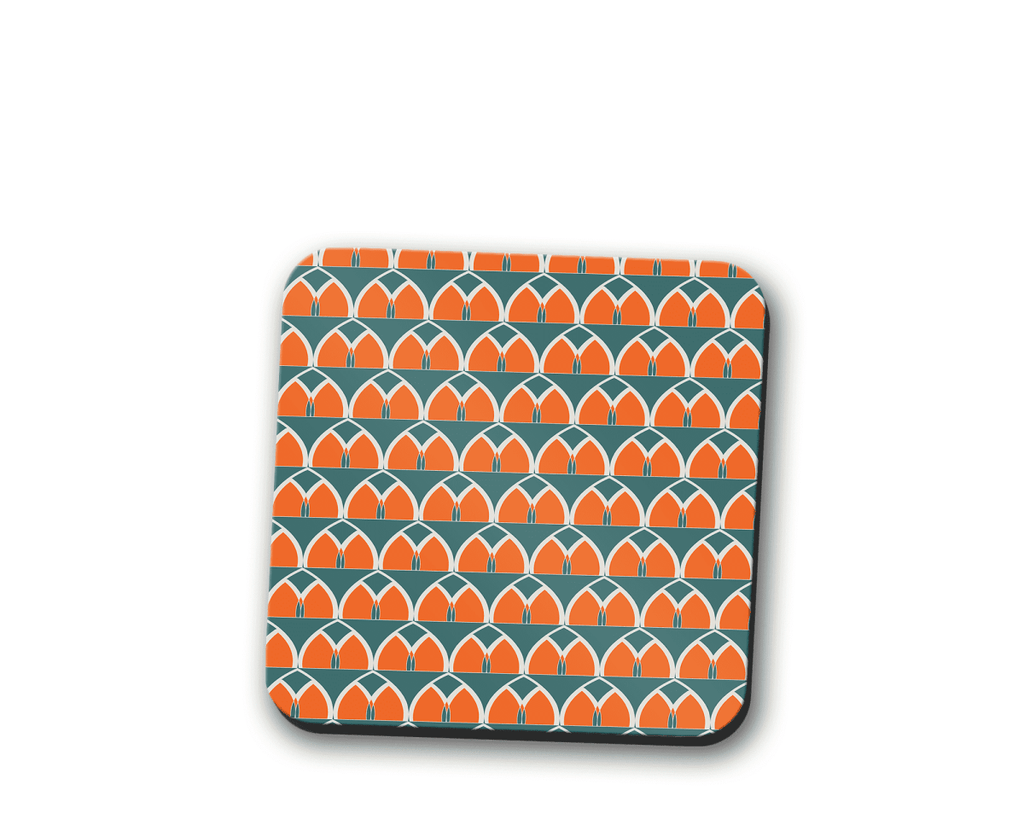 Teal and Geometric Arches Design Coaster, Table Decor Drinks Mat - Joe’s Haven