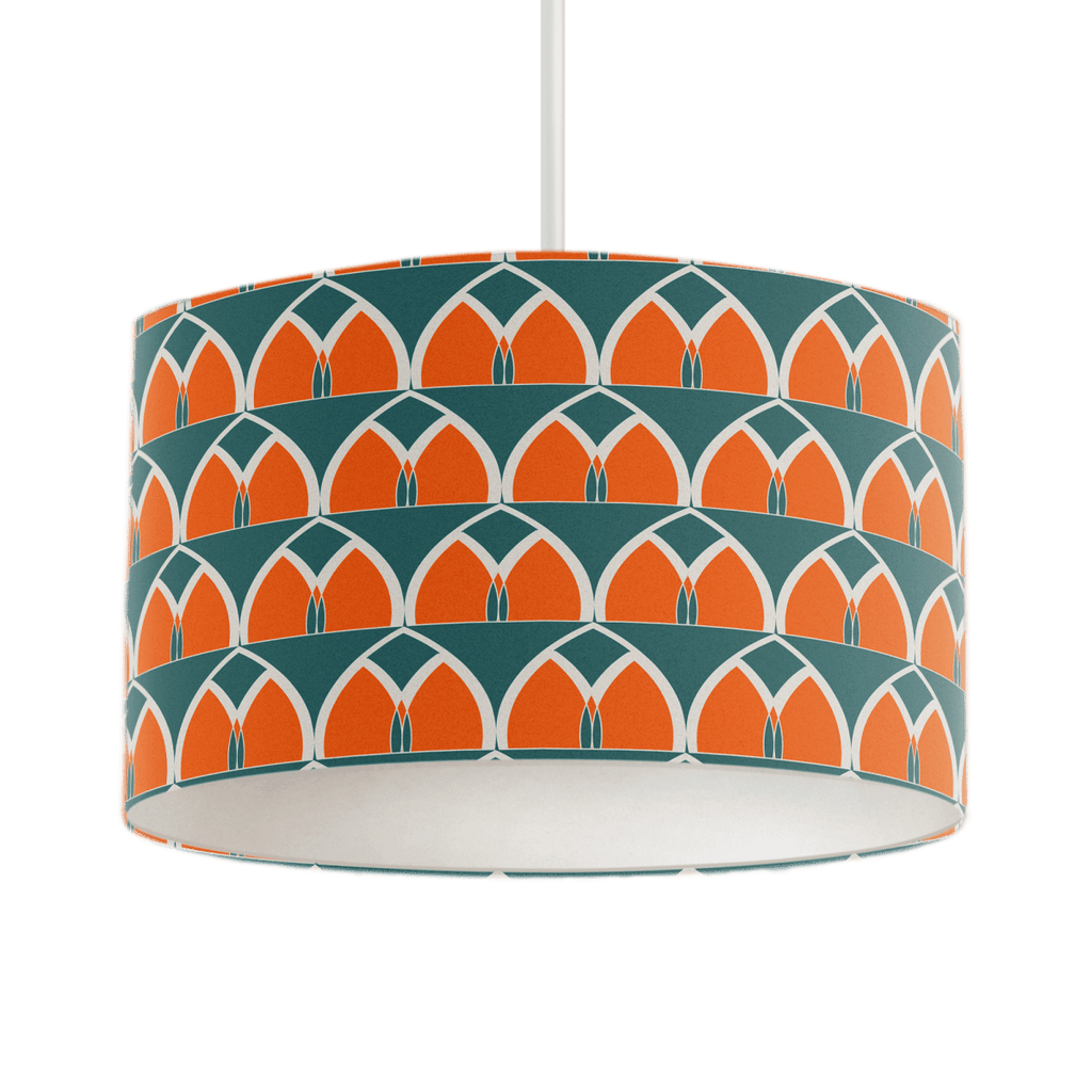 Teal and Orange Geometric Arches Design Lampshade, Ceiling or Table Lamp Shade - Joe’s Haven