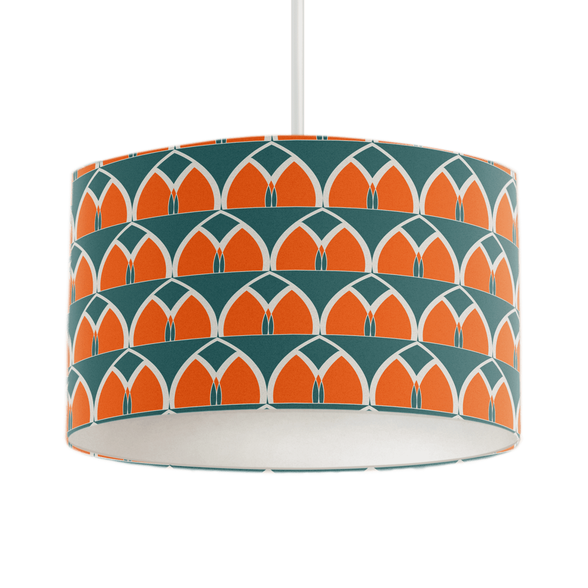 Teal and Orange Geometric Arches Design Lampshade, Ceiling or Table Lamp Shade - Joe’s Haven