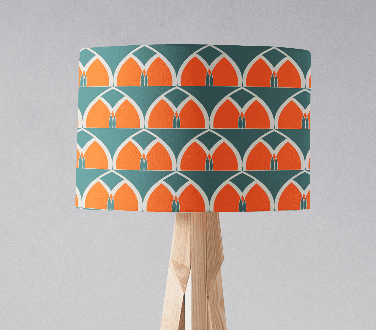 Teal and Orange Geometric Arches Design Lampshade, Ceiling or Table Lamp Shade - Joe’s Haven
