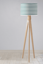 Teal and White Geometric Striped Lampshade, Ceiling or Table Lamp Shade - Joe’s Haven
