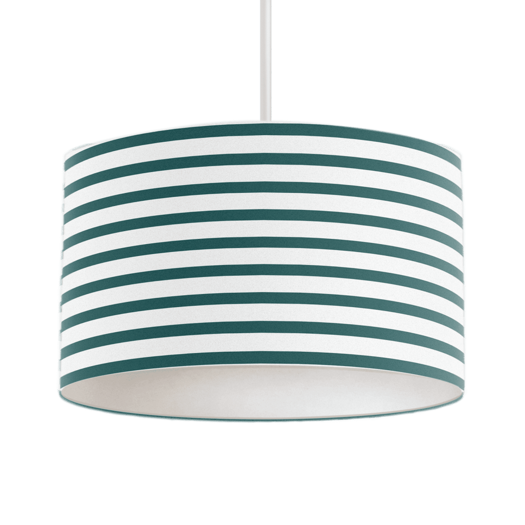 Teal and White Geometric Striped Lampshade, Ceiling or Table Lamp Shade - Joe’s Haven