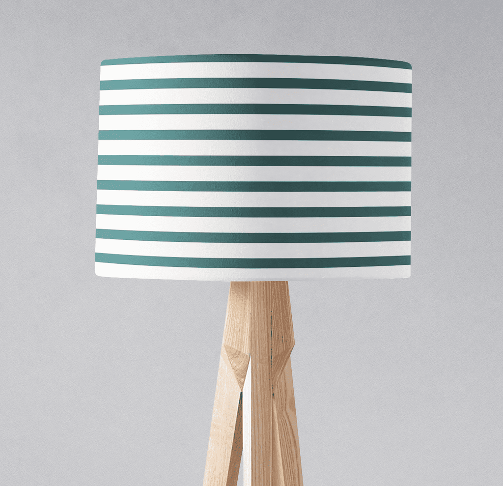Teal and White Geometric Striped Lampshade, Ceiling or Table Lamp Shade - Joe’s Haven