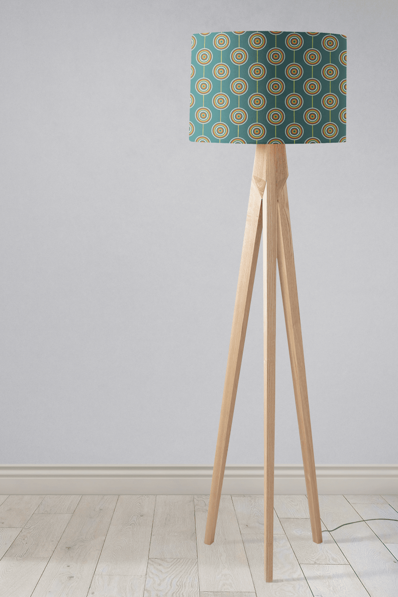 Teal Retro Circles Design Lampshade, Ceiling or Table Lamp Shade - Joe’s Haven