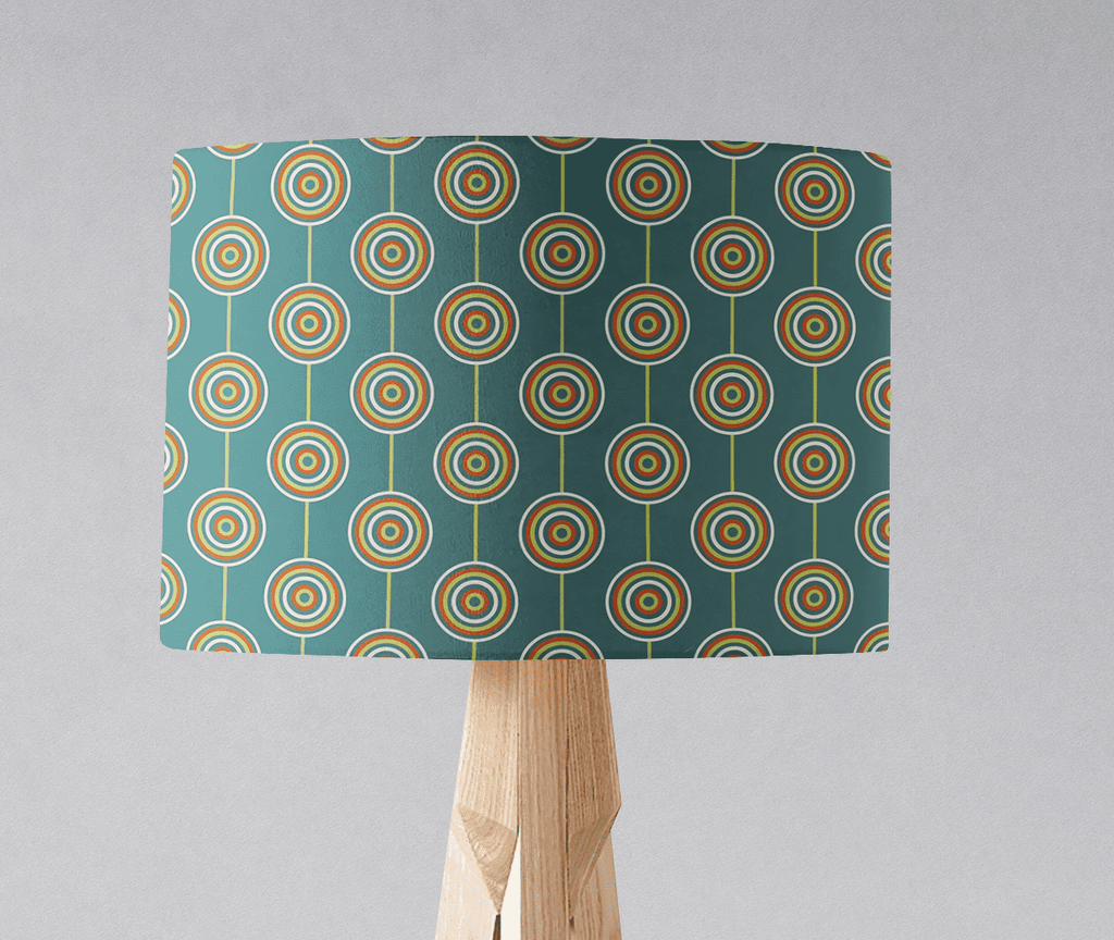 Teal Retro Circles Design Lampshade, Ceiling or Table Lamp Shade - Joe’s Haven