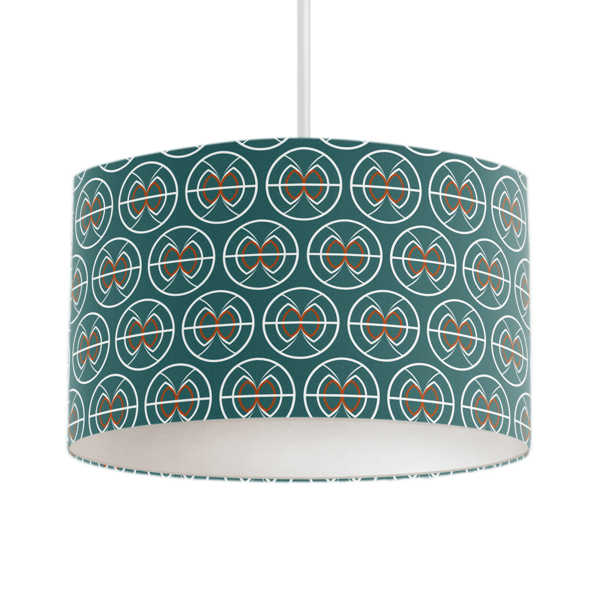 Teal and White Geometric Semi - Circle Design Lampshade, Ceiling or Table Lamp Shade - Joe’s Haven