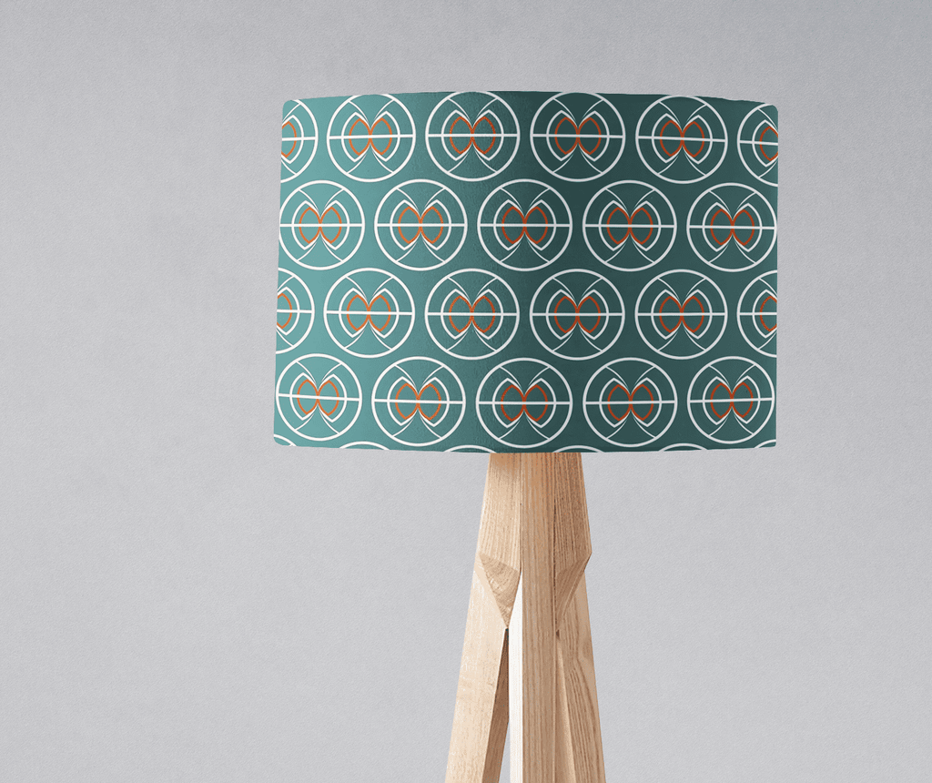 Teal and White Geometric Semi - Circle Design Lampshade, Ceiling or Table Lamp Shade - Joe’s Haven