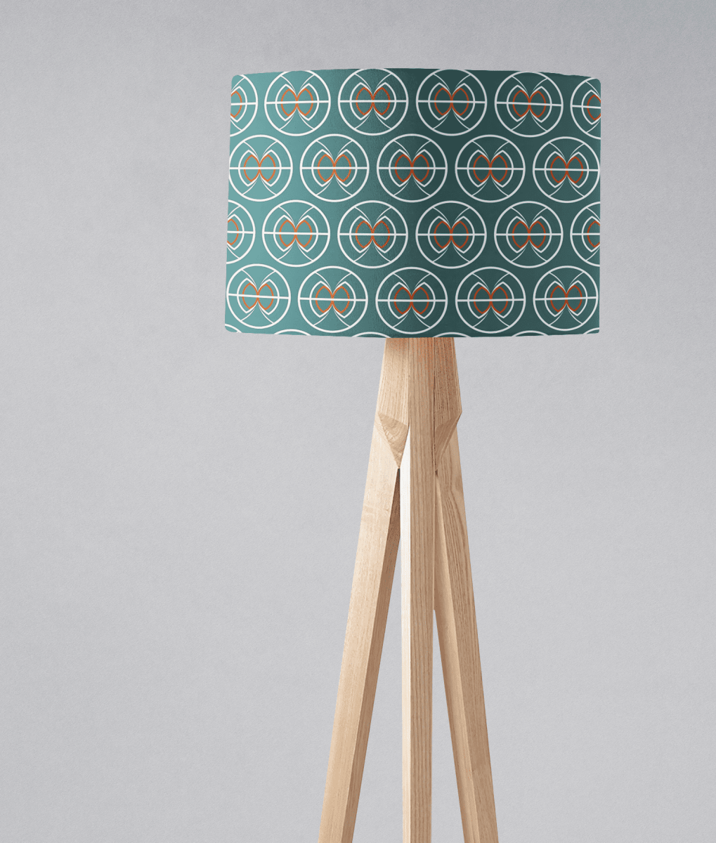Teal and White Geometric Semi - Circle Design Lampshade, Ceiling or Table Lamp Shade - Joe’s Haven
