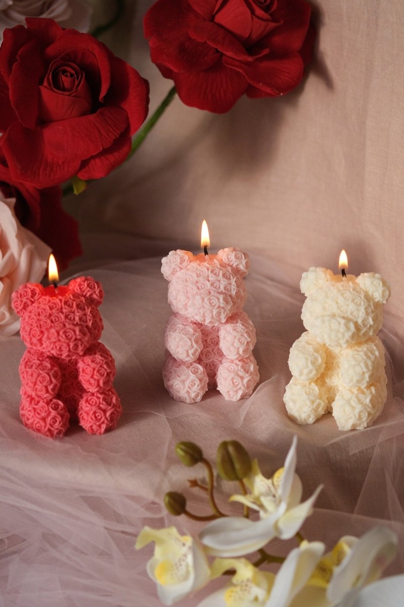 Teddy Bear Rose Candle - Small - Joe’s Haven