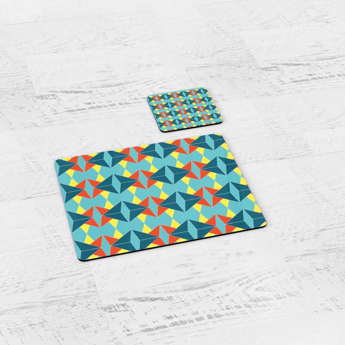 Turquoise and Orange Retro Geometric Placemats, Set of 4 or Set of 6 - Joe’s Haven